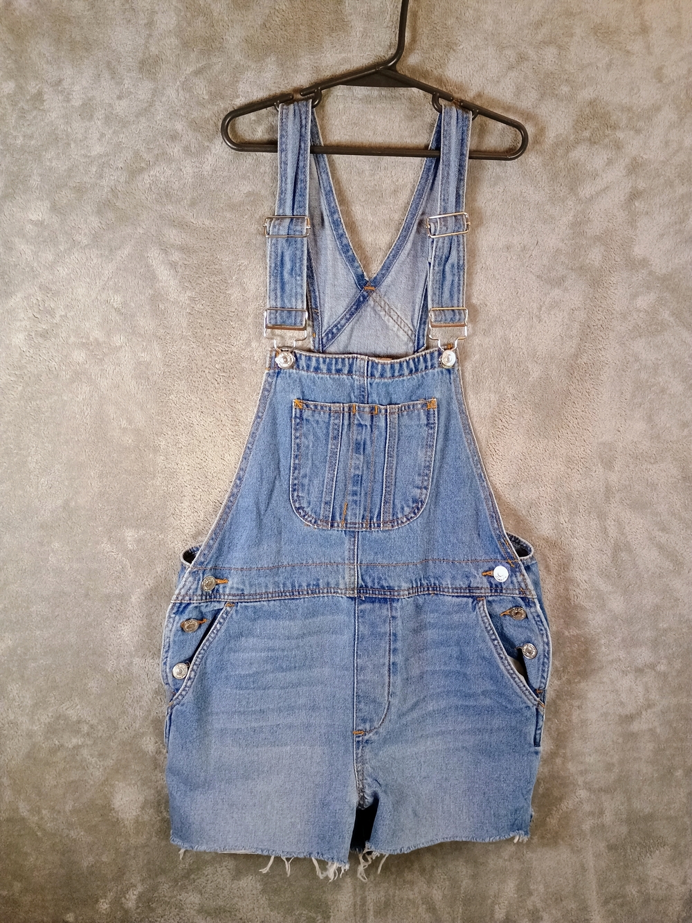 Forever 21 Y2K Inspired Light Wash Denim Cut-Off Overalls Juniors Small